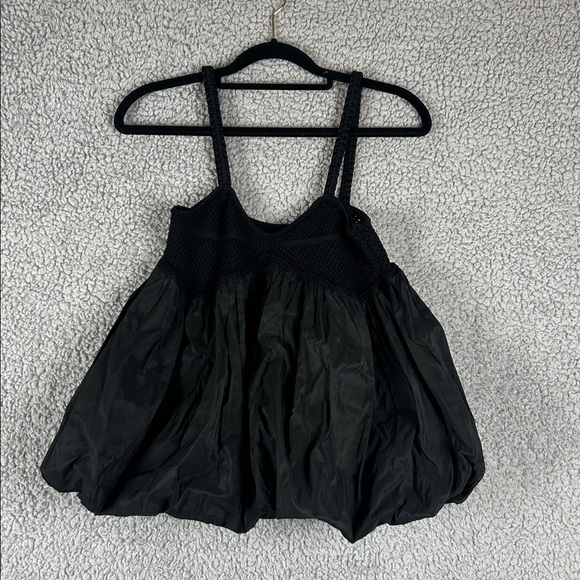 Anthropologie Bubble Crochet Crop Relaxed Black Tank Top Women’s Size XSP - Picture 2 of 16